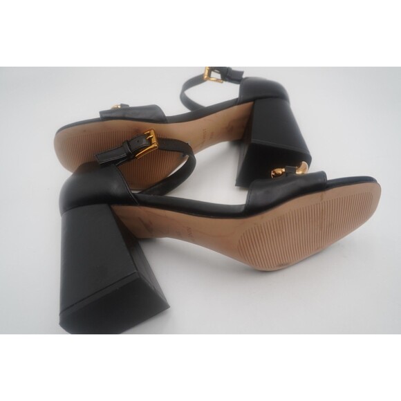 Nine West Black Jerri Chain Link Dress Ankle Chunky Heel Strap Sandals Size 9.5M - Picture 10 of 12